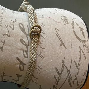 Donna Karan Braided leather Beige metalic Belt with Gold Buckle